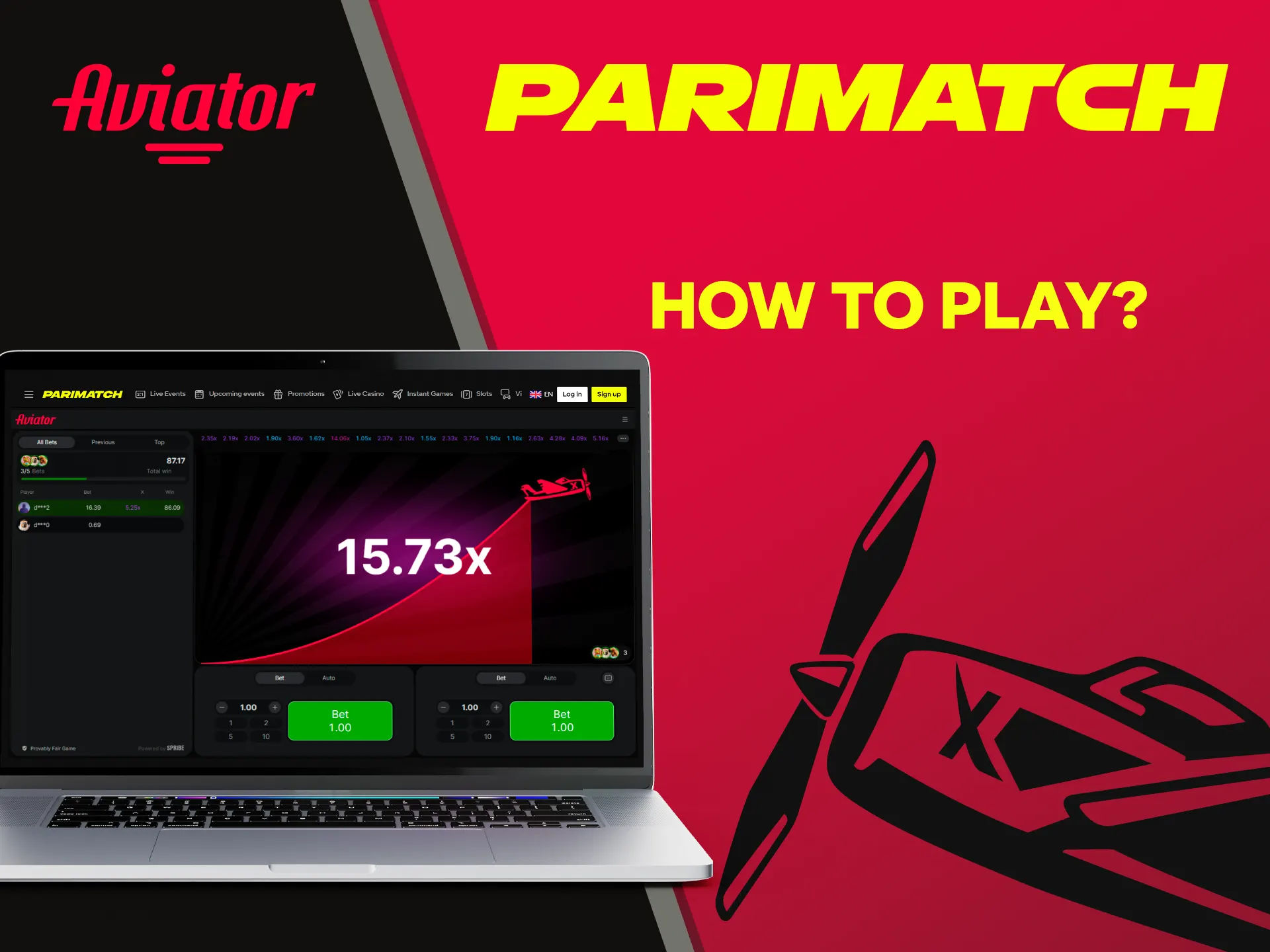 Go to the casino section to play Aviator on Parimatch.