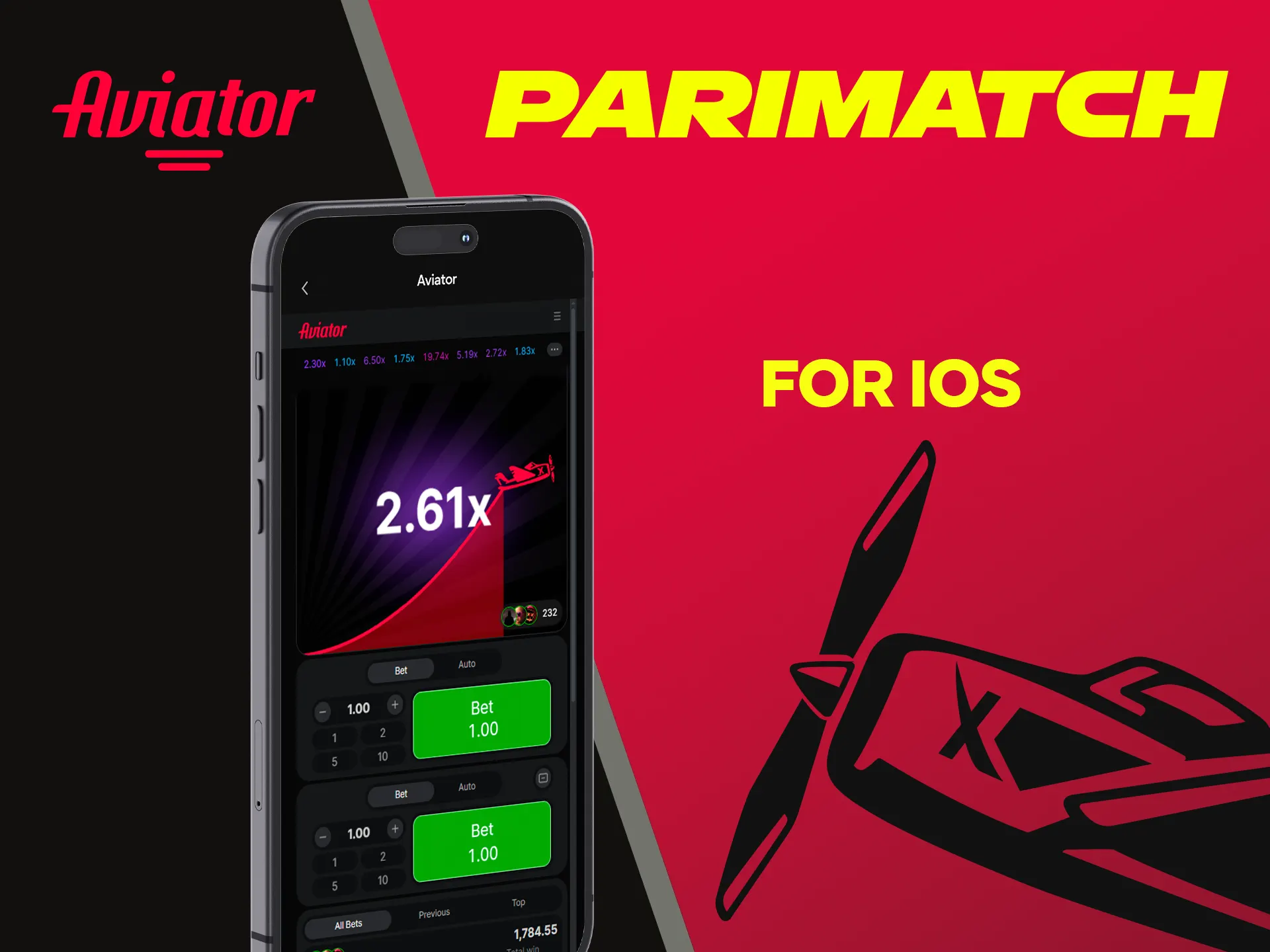 Play Aviator through the Parimatch app for iOS.